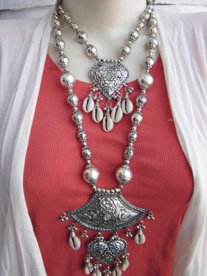 Tribal Designer Oxidised German Silver Plated Navratri Garba Necklace Set with Matching Earring for Girls & Women f1480