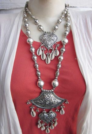 Tribal Designer Oxidised German Silver Plated Navratri Garba Necklace Set with Matching Earring for Girls & Women f1480