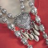 f1480_6 Tribal Designer Oxidised German Silver Plated Navratri Garba Necklace Set with Matching Earring for Girls & Women f1480