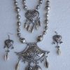 f1480_7 Tribal Designer Oxidised German Silver Plated Navratri Garba Necklace Set with Matching Earring for Girls & Women f1480