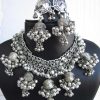 Tribal Designer Oxidised German Silver Plated Work Navratri Garba Necklace Set with Matching Earring for Girls & Women f1487