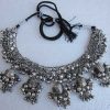 Tribal Designer Oxidised German Silver Plated Work Navratri Garba Necklace Set with Matching Earring for Girls & Women f1487
