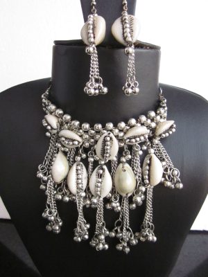 Cowrie Choker Oxidized Necklace f1557