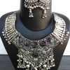 Garba Navratri Jewellery Sets for Women German Silver Oxidised Afghani Bohemian Necklace Set for Women and Girls f1594