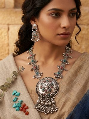 Tribal Silver Plated Jewelry Ethnic Necklace Belly Dance Indian f1655