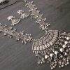German Silver Oxidized Traditional Latest Fashion Long Necklace with Earrings Jewellery Set for Women and Girls f1662
