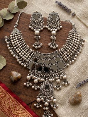 Tribal Choker Necklace and Earrings Set f414