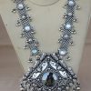 Tribal German Silver Oxidized Long Chain Pendent Necklace f609