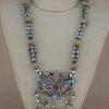 Beaded Necklace Look Oxidized Boho Garba Silver Plated f79