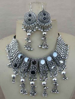 Choker Festival Silver Oxidized Necklace f816