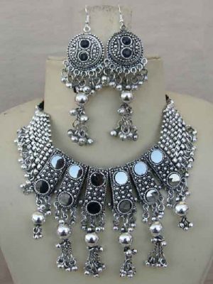 Choker Festival Silver Oxidized Necklace f816