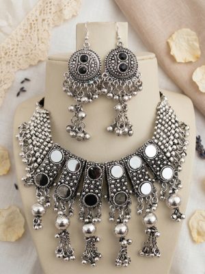 Choker Festival Silver Oxidized Necklace f816