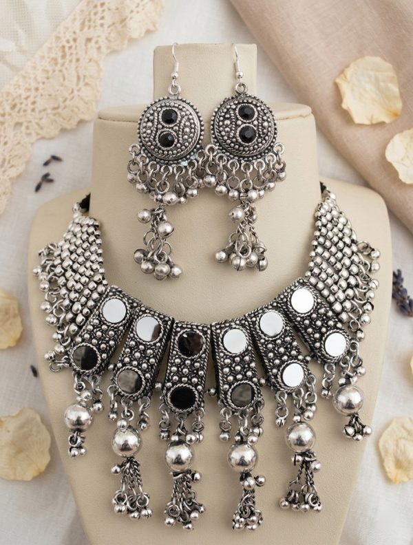 Choker Festival Silver Oxidized Necklace f816