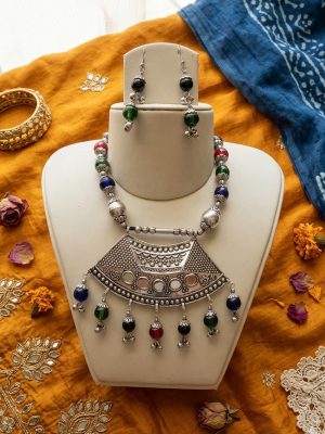 COSTUME JEWELRY Bellydance Tribal Necklace Earring Goth j60