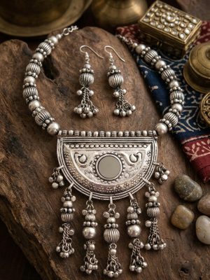 j81 Silver Plated Oxidized Necklace j81
