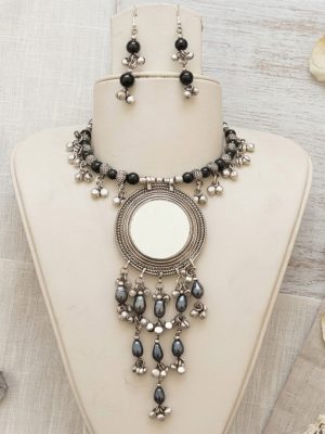 German Silver Oxidized Traditional Choker Necklace Jewelry j96