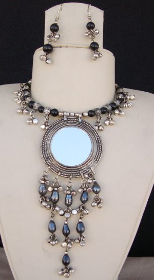 j96 German Silver Oxidized Traditional Choker Necklace Jewelry j96