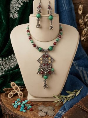 Tribal Costume Jewelry Earring Necklace Bellydance Goth k47