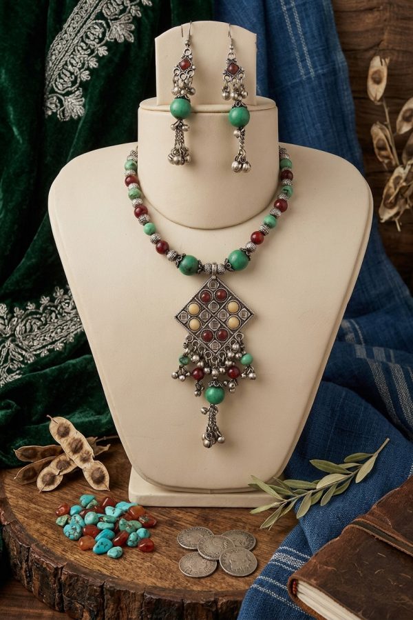 k47 Tribal Costume Jewelry Earring Necklace Bellydance Goth k47