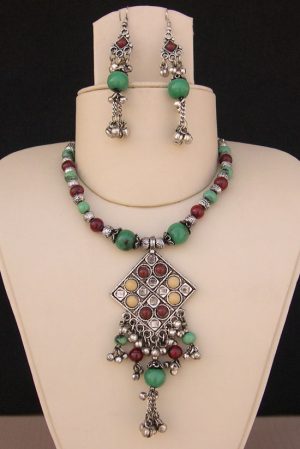 Tribal Costume Jewelry Earring Necklace Bellydance Goth k47