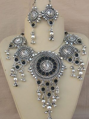 Garba Navratri Jewellery Sets for Women German Silver Oxidised Afghani look neckt540