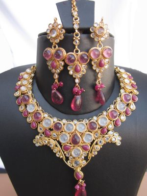 Kundan Jewelry Gold plated Necklace Set Indian Bollywood nk129