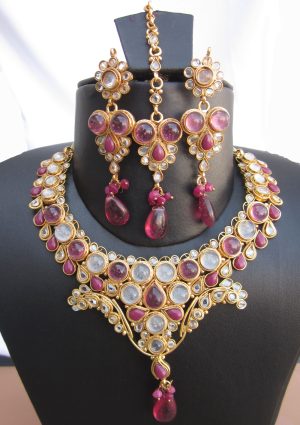 nk129 Kundan Jewelry Gold plated Necklace Set Indian Bollywood nk129