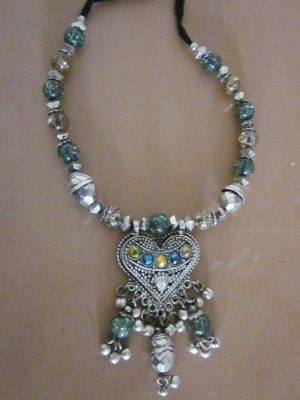 Stone Bead Mala Pendant Necklace nk174