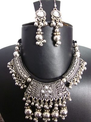 Ethnic Wedding Bridal Navratri Garba Oxidized Silver Set nk18