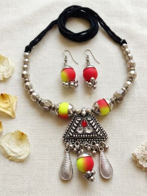 nk22 Elegant Look Oxidised Boho Garba Silver Plated Jewelry Fancy Navratri Dandia nk22