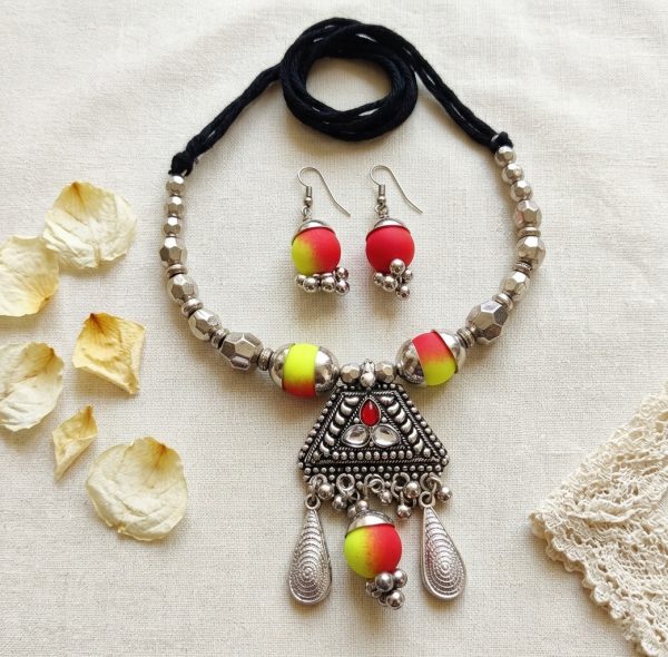 Elegant Look Oxidised Boho Garba Silver Plated Jewelry Fancy Navratri Dandia nk22