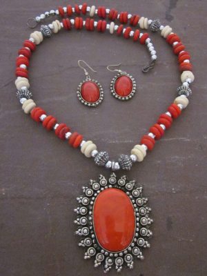 Bead  Long Mala with Earring nk221