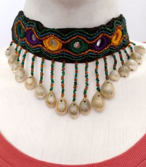 nk349 Navratri Cowrie Ethnic Vintage Style Beaded Garaba Choker nk349