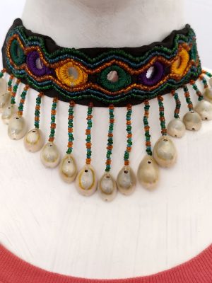 Navratri Cowrie Ethnic Vintage Style Beaded Garaba Choker nk349