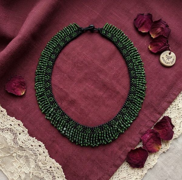 Choker Handcrafted Ethnic Indian Costume Glass Bead Jewelry nk351