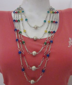 nk397_6 Bollywood Saree 5 Layered Long Boho Necklace nk397