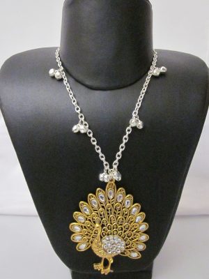 Golden Oxidized Pendant Chain Necklace nk403