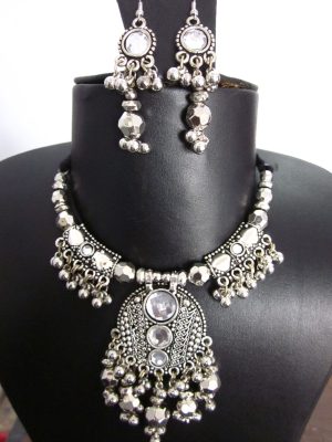 Stylish Fancy Oxidized Traditional Oxidised Earrings Necklace nk44