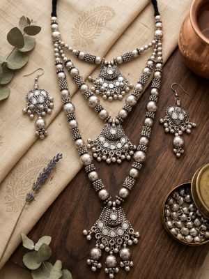 Tribal Costume Jewelry Earring 3 Layered Necklace Bellydance Goth nk79