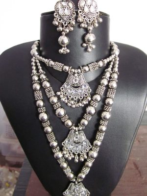 Tribal Costume Jewelry Earring 3 Layered Necklace Bellydance Goth nk79