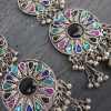 Navratri Garba Ethnic EARRING Gypsy Boho Hippy Antique Silver w187