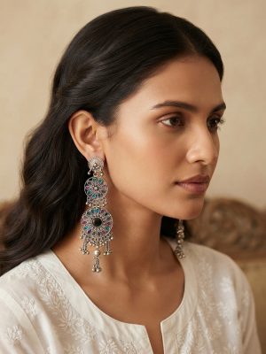 Navratri Garba Ethnic EARRING Gypsy Boho Hippy Antique Silver w187