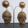 Antique Gold Polish DANGLE Stud EARRINGS India classical Bollywood w188