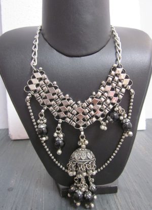 w200 New Tribal Silver Kuchi Wedding Saree Necklace Boho Handmade Pretty Fashion jewelry w200