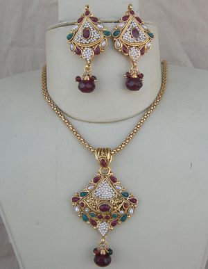 x211_1 Kundan Polki Long Chain Necklace x211