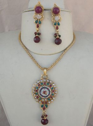 x221_1 Kundan Polki Long Chain Necklace x221