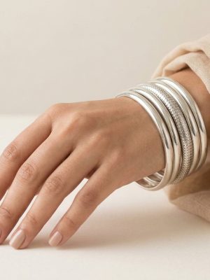 Silver Bracelets Womens 2.6 Banjara Bridal Wedding 6 Pcs Bangle set y136