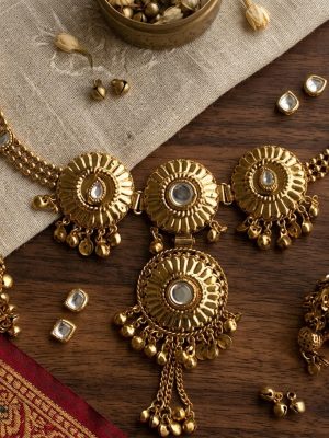 Stylish Navratri Special Necklace Jewellery Set With Earrings Set For Women y16