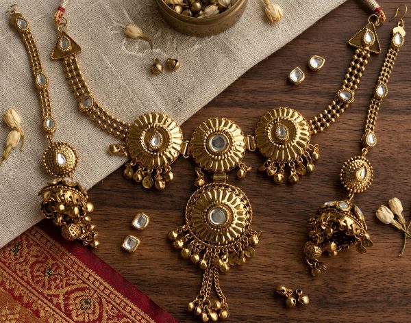 Stylish Navratri Special Necklace Jewellery Set With Earrings Set For Women y16