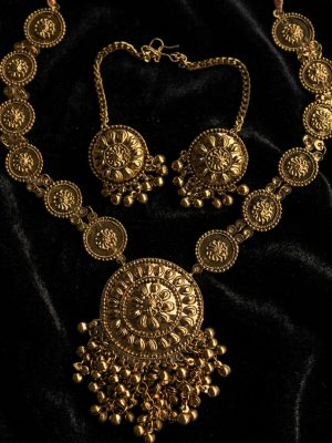y20 Designed a Kutchi Work Jewellery Log Set for Navratri Golden Oxidized y20